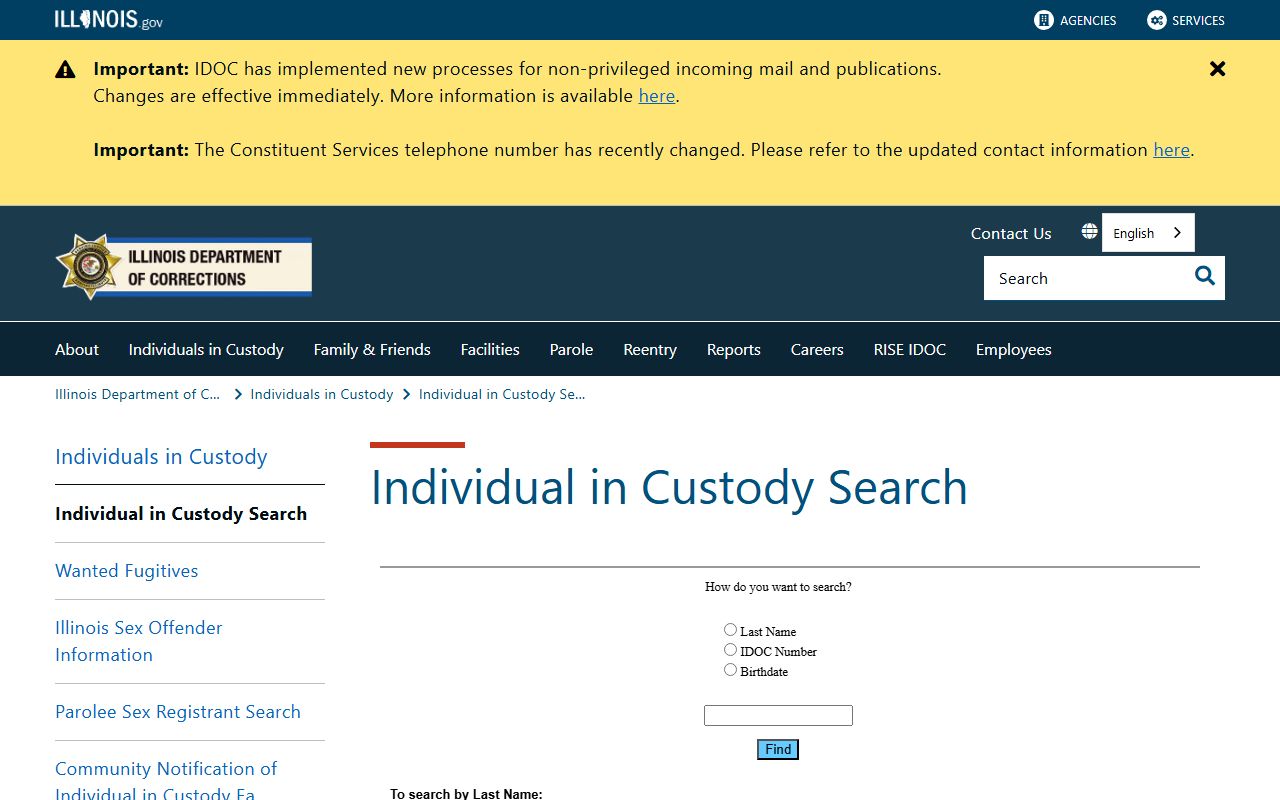 Illinois IDOC inmate search for the LaSalle County state prison population