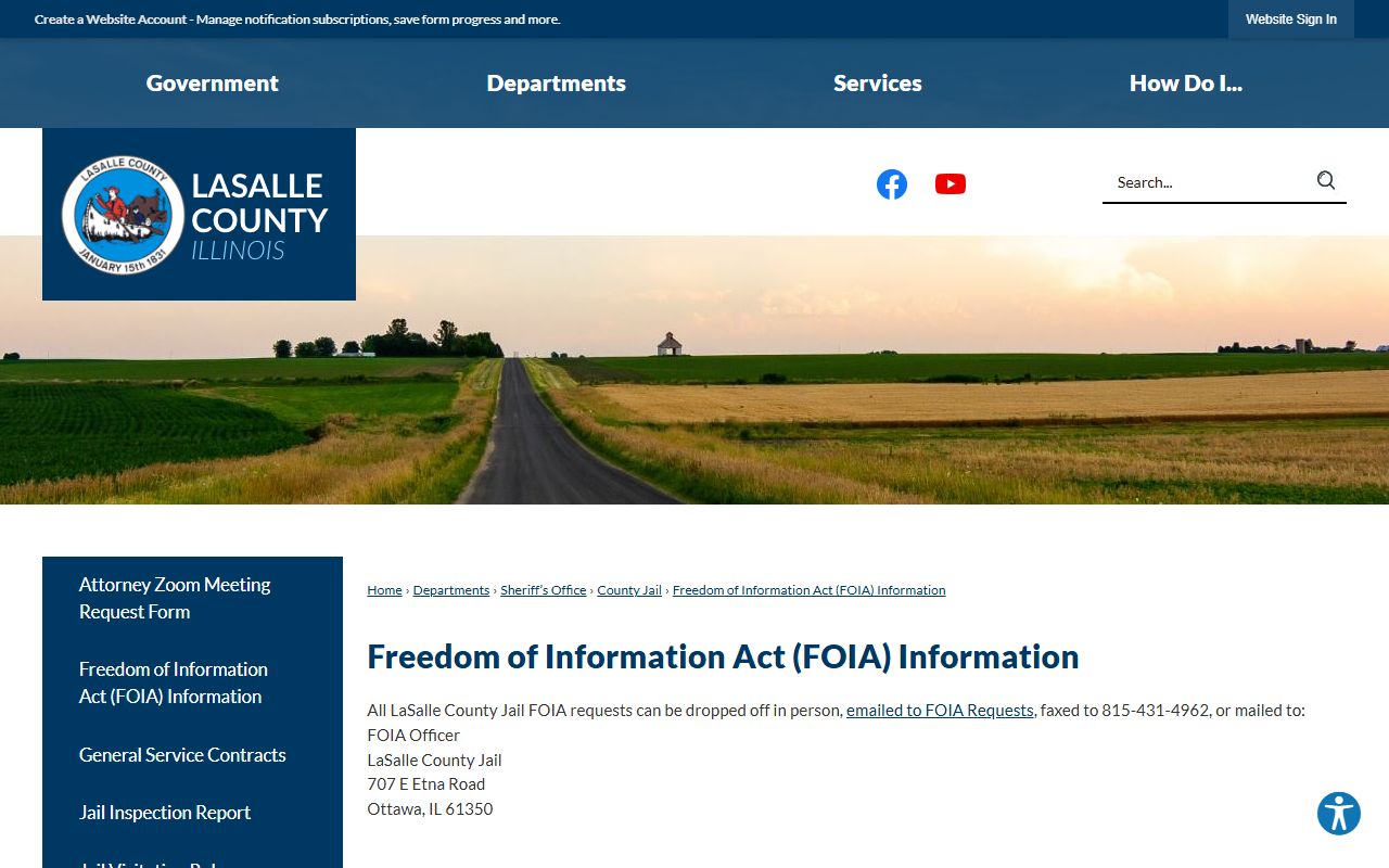 LaSalle County jail FOIA instructions for inmate records requests