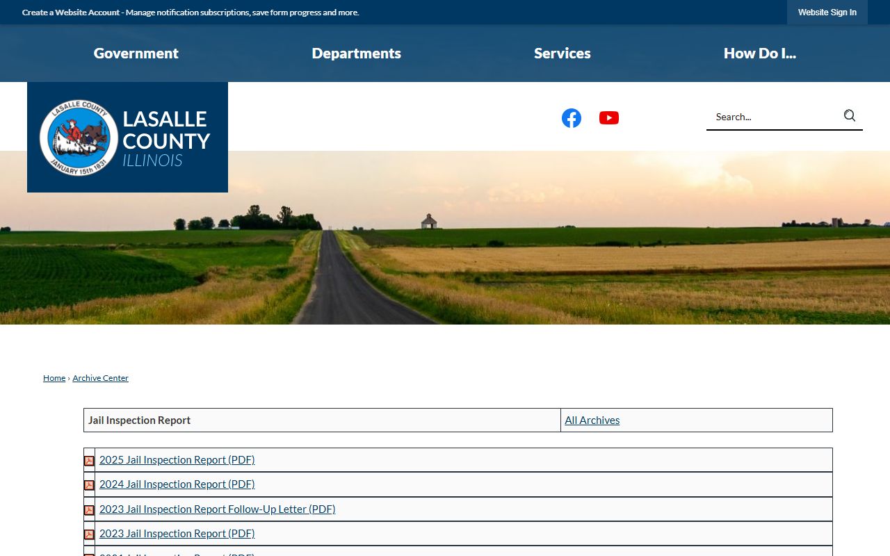 LaSalle County Jail inspection archive showing capacity and population reports